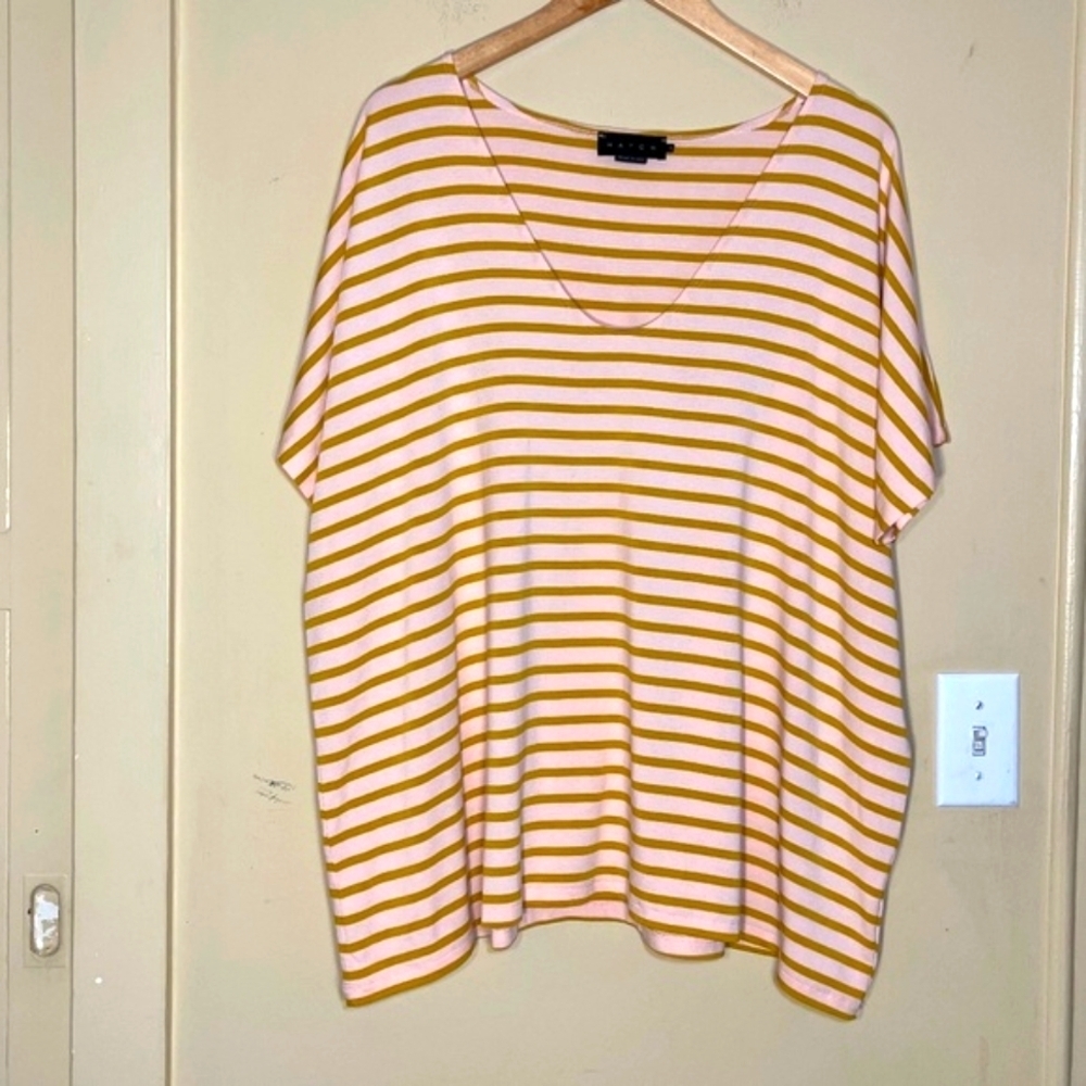 Pregnancy Mom Hatch Pink and Mustard Striped Top